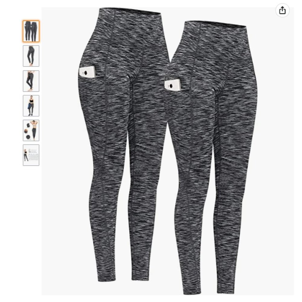 PHISOCKAT 2 Pack High Waist Yoga Pants with Pockets, Tummy Control Leggings, Wor
